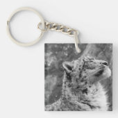 Friedlicher Schnee-Leopard Schlüsselanhänger (Vorderseite)