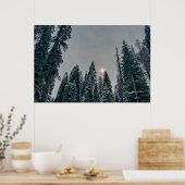 Friedlicher schneebedeckter Wald und Sonne Poster (Küche)