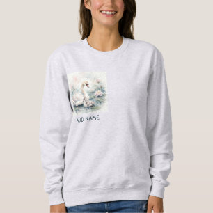 Friedlicher Schwan und Schwanenjunge Sweatshirt
