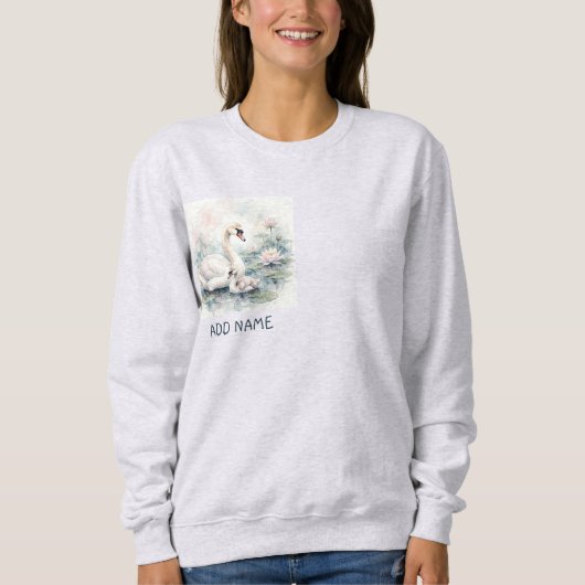 Friedlicher Schwan und Schwanenjunge Sweatshirt (Vorderseite)