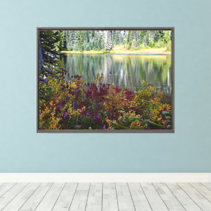 Friedlicher See Lebhafter Fall Farbe Landschaft Leinwanddruck