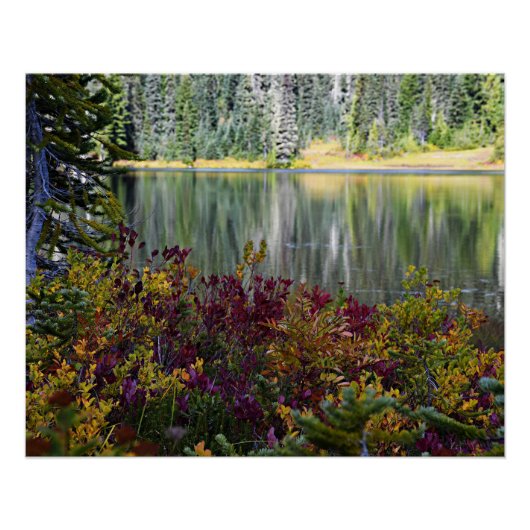 Friedlicher See Lebhafter Fall Farbe Landschaft Poster (Vorderseite)