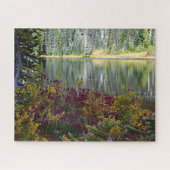 Friedlicher See Lebhafter Fall Farbe Landschaft Puzzle (Horizontal)