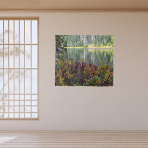 Friedlicher See Lebhafter Fall Farbe Landschaft Wandteppich