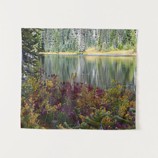 Friedlicher See Lebhafter Fall Farbe Landschaft Wandteppich (Vorderseite (Horizontal))