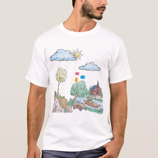 Friedlicher See mit Bäumen T-Shirt (Vorderseite)