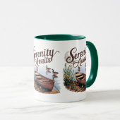 Friedlicher See mit Boot, Gänsen und Wildblumen Tasse (VorderseiteRechts)