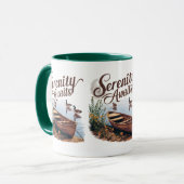 Friedlicher See mit Boot, Gänsen und Wildblumen Tasse (Vorderseite Links)
