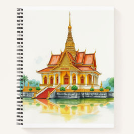 Friedlicher Siam Tempel mit Notbook Notizblock