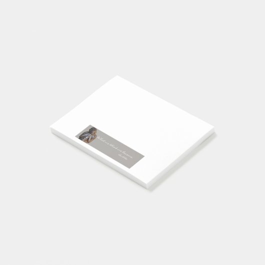 Friedlicher silberner Buddha mit Klugheitszitat Post-it Klebezettel (angewinkelt)