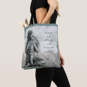 Friedlicher silberner Buddha mit Zitat Tasche (Von Nahem)