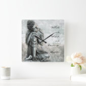 Friedlicher Silver Buddha mit klugem Zitat Quadratische Wanduhr (Zuhause)