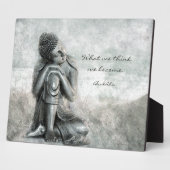 Friedlicher Silver Buddha mit Zitat zur Weisheit Fotoplatte (Seite)