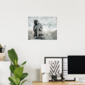 Friedlicher Silver Buddha mit Zitat zur Weisheit Poster (Heimbüro)