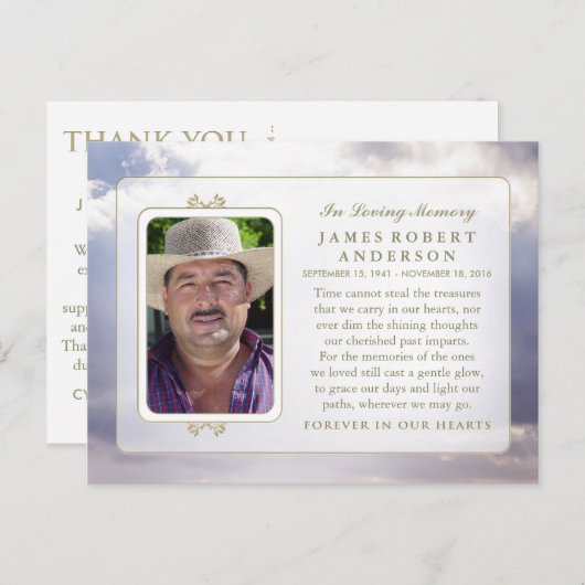 Friedlicher Sky in Memory Beileid Vielen Dank Post Postkarte (Vorne/Hinten)