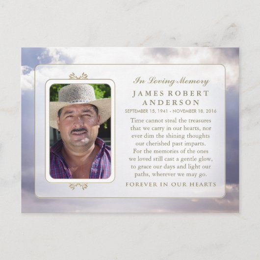 Friedlicher Sky in Memory Beileid Vielen Dank Post Postkarte (Vorderseite)