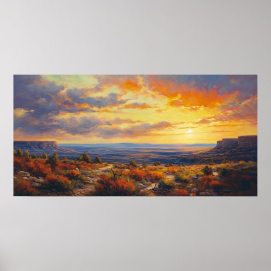 Friedlicher Sonnenuntergang im Herbst Hochplateau Poster (Vorne)