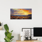 Friedlicher Sonnenuntergang im Herbst Hochplateau Poster (Heimbüro)