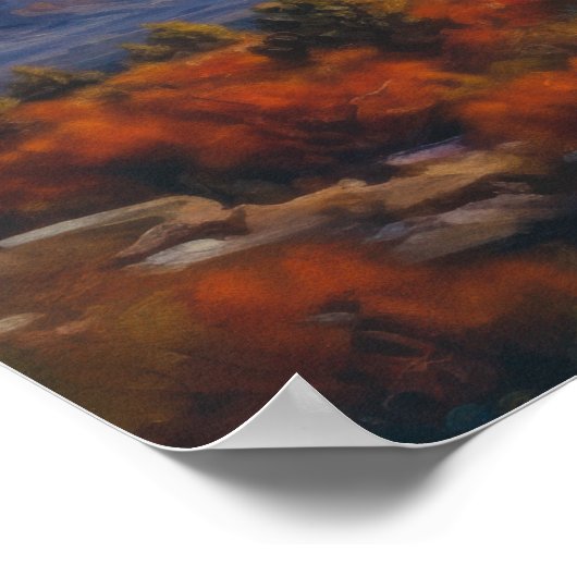 Friedlicher Sonnenuntergang im Herbst Hochplateau Poster (Ecke)