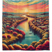 "Friedlicher Sonnenuntergang in Texas Hill" Duschvorhang (Vorderseite)