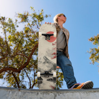 Friedlicher Sonnenuntergang über dem Berg Fuji Skateboard