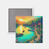 Friedlicher Sonnenuntergangsreflex Magnet (Vorderseite/Rückseite)