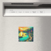 Friedlicher Sonnenuntergangsreflex Magnet (In Situ (Geschirrspüler))