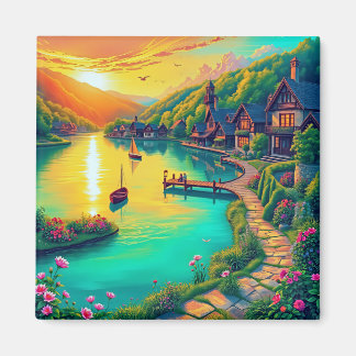Friedlicher Sonnenuntergangsreflex Magnet