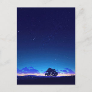 Friedlicher Sternennacht-Baumsilhouette Postkarte