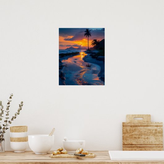 Friedlicher Strand bei Sunset Poster (Küche)