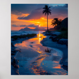 Friedlicher Strand bei Sunset Poster