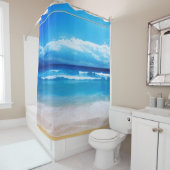 Friedlicher Strand und Ozean-Landschaft Duschvorhang (Beispiel)