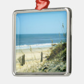 Friedlicher Tag am Strand Silbernes Ornament (Links)
