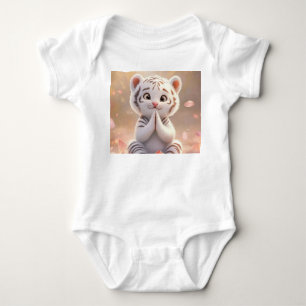 Friedlicher Tiger Cube auf Lotus - Baby Bodysuit Strampler