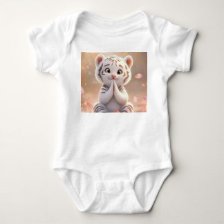 Friedlicher Tiger Cube auf Lotus - Baby Bodysuit Strampler