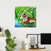 Friedlicher Tiger in Bambus Jungle Poster (Heimbüro)