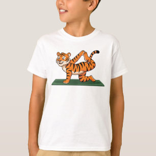 Friedlicher Tiger-Yoga-Pose-Karikaturillustration T-Shirt