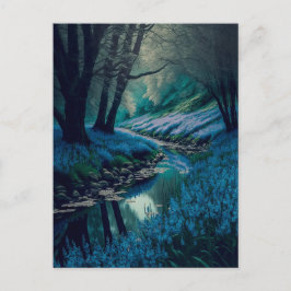 Friedlicher Wald mit Wilden Bluebells Postkarte