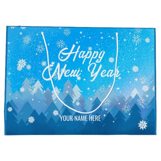 Friedlicher Wald-Weihnachten Neujahr Große Geschenktüte (Rückseite)