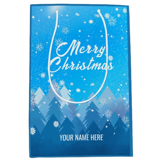 Friedlicher Wald-Weihnachten Neujahr Mittlere Geschenktüte (Vorderseite)