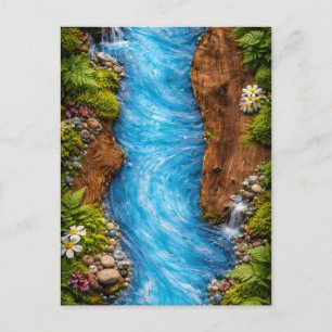 Friedlicher Waldstrom - Ruhige Natur Wasser Kunst Postkarte