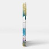 Friedlicher Wasserfall, rosa Blume iPhone Hülle (Rechte Seite)