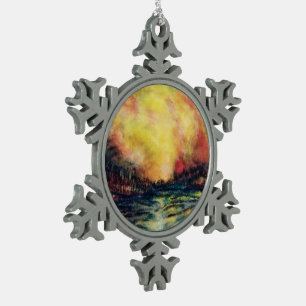 Friedlicher Weg Schneeflocken Zinn-Ornament