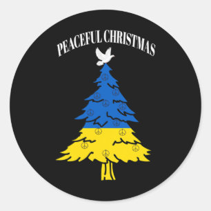 Friedlicher Weihnachtsbaum Frieden Ukraine Runder Aufkleber