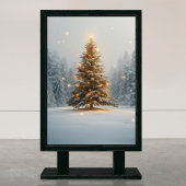 Friedlicher Weihnachtsbaum in schneebedeckter Lich Poster