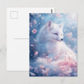 Friedlicher Weißer Fuchs im Kirschblüten-Garten Postkarte (Vorne/Hinten)