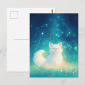 Friedlicher Weißer Fuchs unter Sternenhimmel Postkarte (Vorne/Hinten)