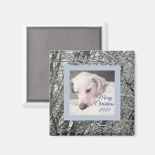 Friedlicher Welpe Hund Schneezeit Weihnachtsmagne Magnet (Vorderseite/Rückseite)