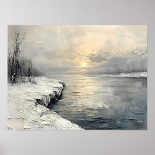 Friedlicher Winter bei Sonnenaufgang, Texturierte Poster