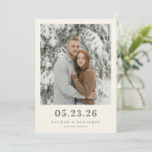 Friedlicher Winter Minimalistisches Foto Save The Date (Stehend Vorderseite)
